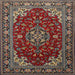 Square Traditional Brown Medallion Rug, tr1567