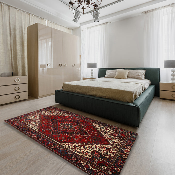 Traditional Brown Persian Rug in a Bedroom, tr1568