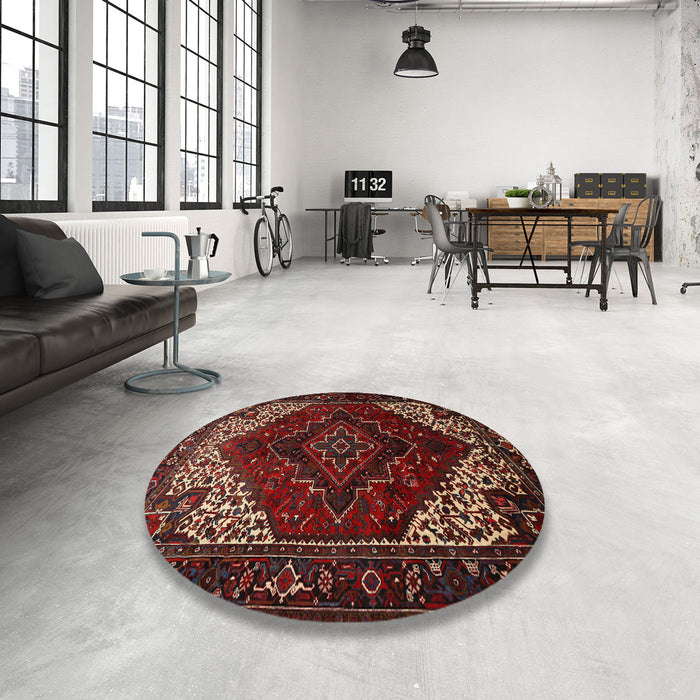 Round Machine Washable Traditional Brown Rug in a Office, wshtr1568