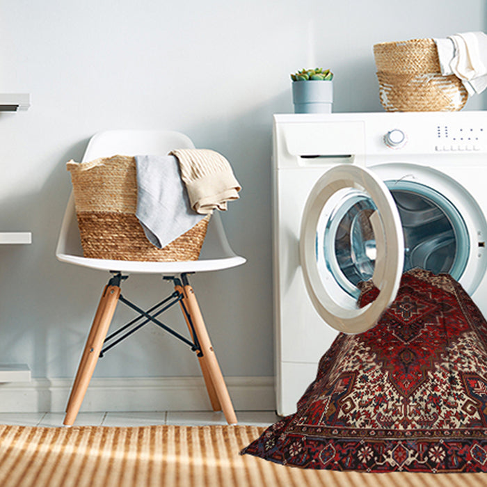 Machine Washable Traditional Brown Rug in a Washing Machine, wshtr1568