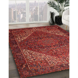 Traditional Cherry Red Persian Rug in Family Room, tr1569