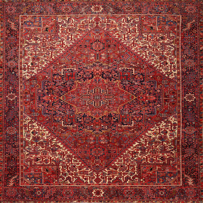 Round Machine Washable Traditional Cherry Red Rug, wshtr1569