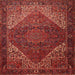 Round Machine Washable Traditional Cherry Red Rug, wshtr1569