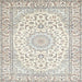 Square Traditional Champagne Beige Medallion Rug, tr156