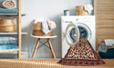 Machine Washable Traditional Saffron Red Rug in a Washing Machine, wshtr1577