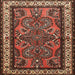 Square Traditional Saffron Red Persian Rug, tr1578