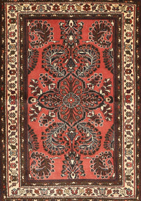 Machine Washable Traditional Saffron Red Rug, wshtr1578