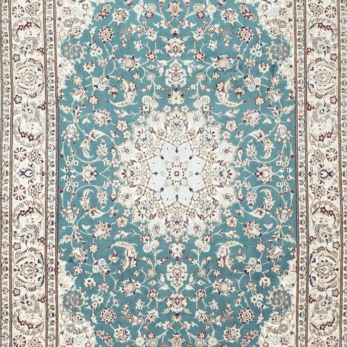 Traditional White Gold Medallion Rug, tr157