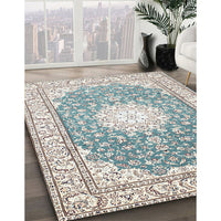 Traditional White Gold Medallion Rug, tr157