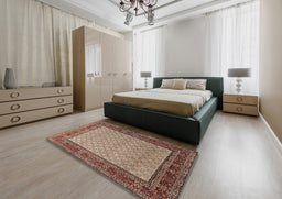 Traditional Red Brown Persian Rug in a Bedroom, tr1580