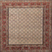 Round Machine Washable Traditional Red Brown Rug, wshtr1580