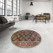 Round Traditional Bakers Brown Persian Rug in a Office, tr1581