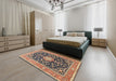 Machine Washable Traditional Red Brown Rug in a Bedroom, wshtr1584