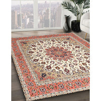 Traditional Deep Peach Orange Medallion Rug, tr1585