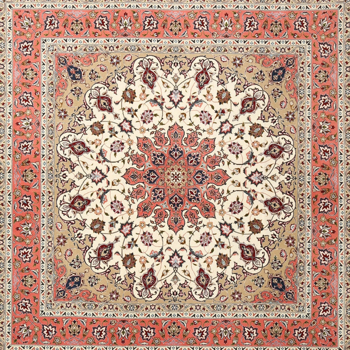 Round Machine Washable Traditional Deep Peach Orange Rug, wshtr1585