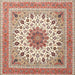 Square Traditional Deep Peach Orange Medallion Rug, tr1585