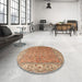 Round Traditional Sand Brown Persian Rug in a Office, tr1586