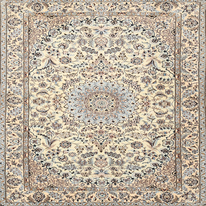 Square Traditional Dark Almond Brown Medallion Rug, tr1587
