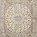 Square Traditional Dark Almond Brown Medallion Rug, tr1587