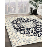 Traditional Champagne Beige Medallion Rug, tr1588