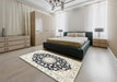 Traditional Champagne Beige Medallion Rug in a Bedroom, tr1588