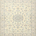 Square Traditional Tan Brown Medallion Rug, tr1589