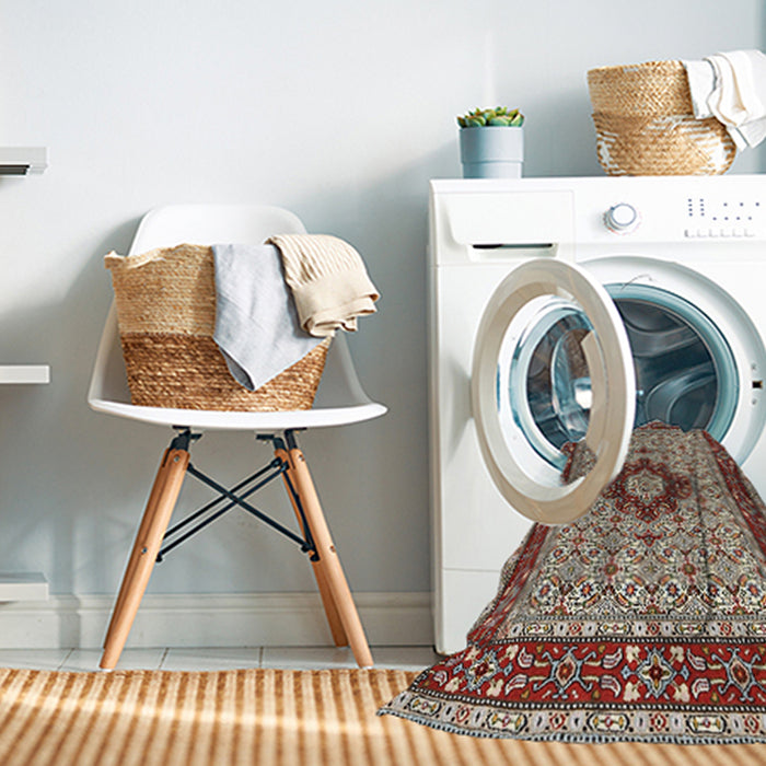 Machine Washable Traditional Tan Brown Rug in a Washing Machine, wshtr1591
