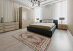 Traditional Reddish Brown Persian Rug in a Bedroom, tr1592