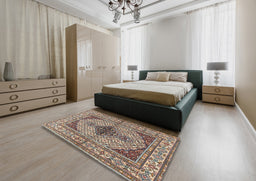 Traditional Reddish Brown Persian Rug in a Bedroom, tr1592