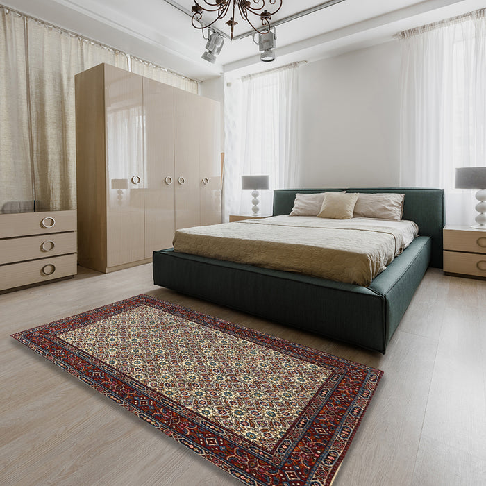 Traditional Red Persian Rug in a Bedroom, tr1593