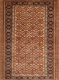 Machine Washable Traditional Saffron Red Rug, wshtr1594