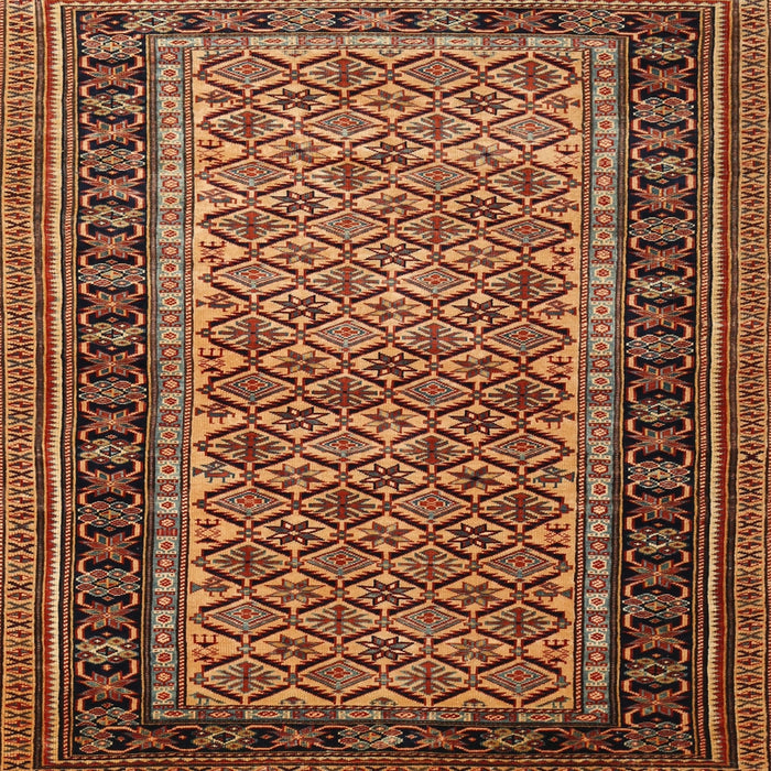 Square Traditional Saffron Red Persian Rug, tr1594