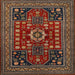 Round Machine Washable Traditional Deep Red Rug, wshtr1595