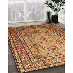 Traditional Mahogany Brown Persian Rug in Family Room, tr1596