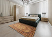 Traditional Mahogany Brown Persian Rug in a Bedroom, tr1596