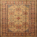 Round Machine Washable Traditional Mahogany Brown Rug, wshtr1596