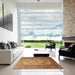 Square Traditional Mahogany Brown Persian Rug in a Living Room, tr1596