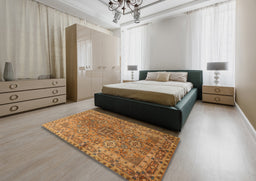 Traditional Orange Persian Rug in a Bedroom, tr1598
