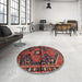 Round Traditional Red Persian Rug in a Office, tr159