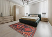 Machine Washable Traditional Tomato Red Rug in a Bedroom, wshtr159