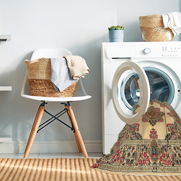 Machine Washable Traditional Sienna Brown Rug in a Washing Machine, wshtr1600