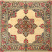 Round Machine Washable Traditional Sienna Brown Rug, wshtr1600