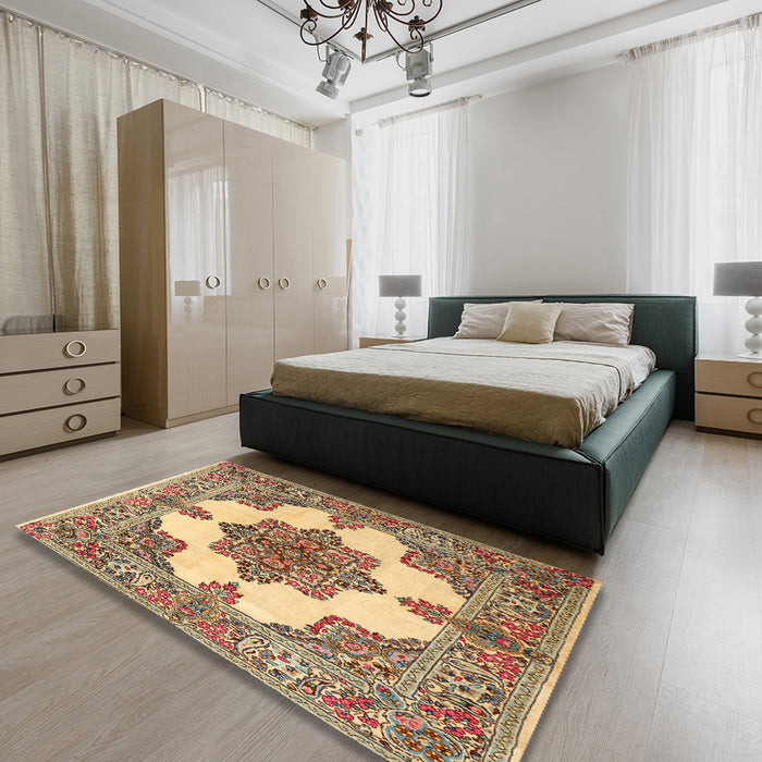 Machine Washable Traditional Sienna Brown Rug in a Bedroom, wshtr1600