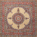 Round Machine Washable Traditional Brown Red Rug, wshtr1601