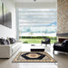 Square Traditional Charcoal Black Medallion Rug in a Living Room, tr1603