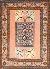 Machine Washable Traditional Chestnut Brown Rug, wshtr1604