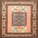 Round Machine Washable Traditional Chestnut Brown Rug, wshtr1604