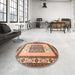 Round Traditional Chestnut Brown Persian Rug in a Office, tr1604