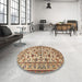 Round Traditional Dark Sienna Brown Persian Rug in a Office, tr1605
