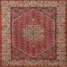 Round Machine Washable Traditional Tomato Red Rug, wshtr1606